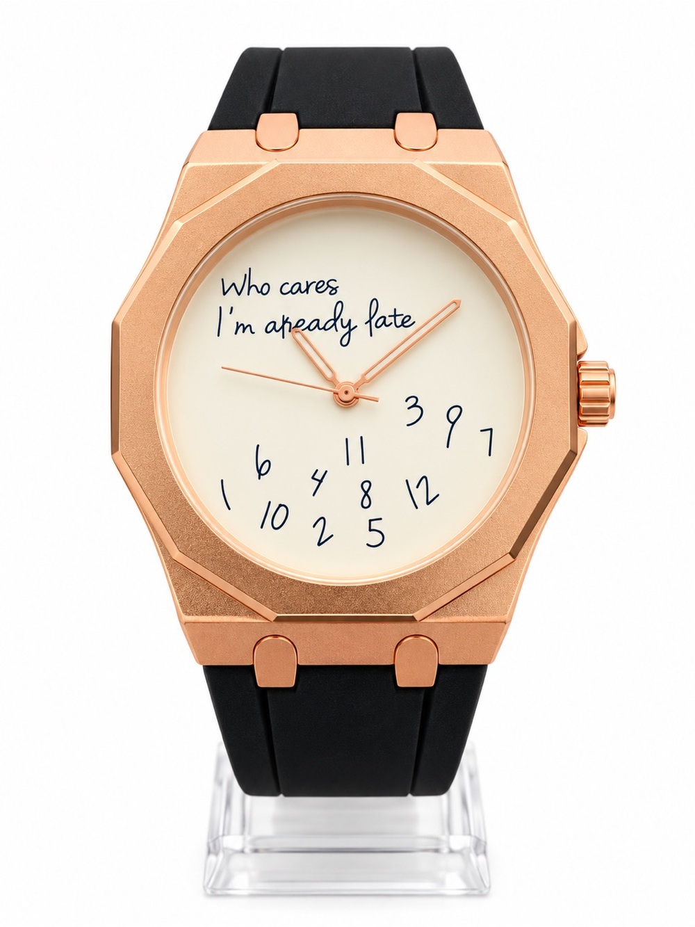 Rose Gold “Who Cares I’m Already Late” Watch